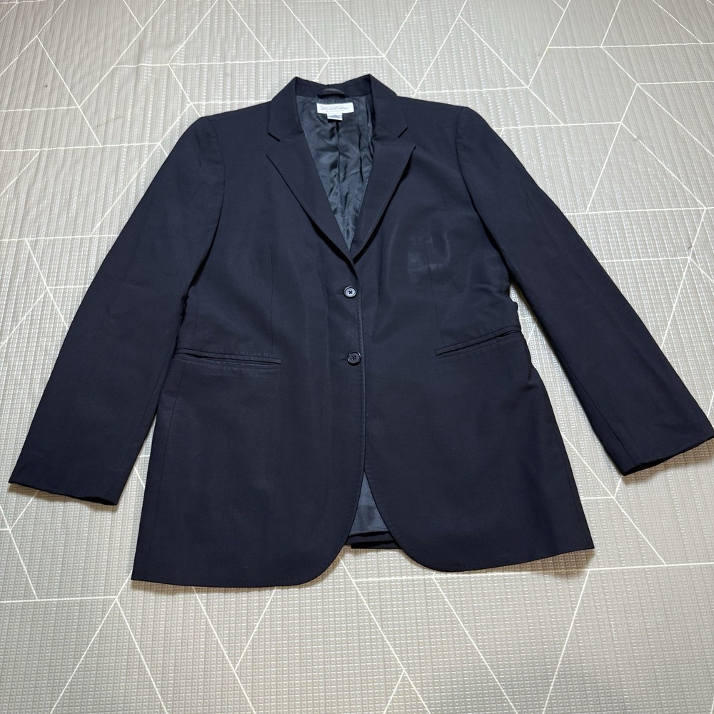 Brooks Brothers Made In Italy 2 Button Blazer 12 Black Wool Career Luxury